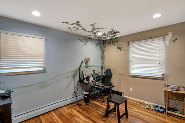 Home Office, Interior, Recessed Lighting, Wood Texture Flooring