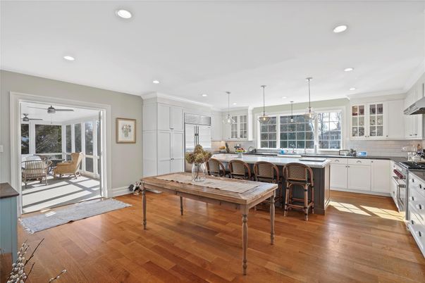 Interior, Kitchen, Pendant Lights, Recessed Lighting, Wood Texture Flooring