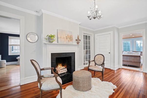 Chandelier, Fireplace, Interior, Wood Texture Flooring