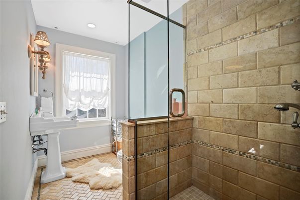 Bathroom, Interior, Recessed Lighting, Stone Walls