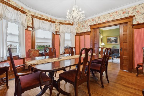 Chandelier, Dining room, Interior, Wood Texture Flooring