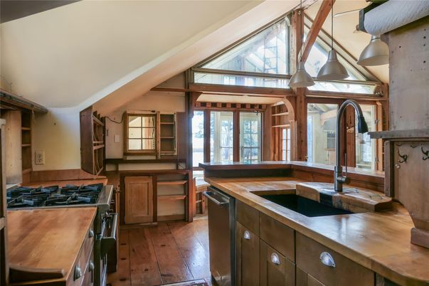 Interior, Kitchen, Pendant Lights, Wood Texture Flooring