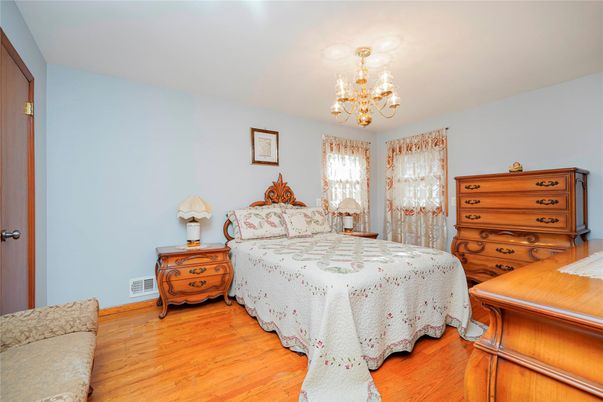 Bedroom, Chandelier, Interior, Wood Texture Flooring