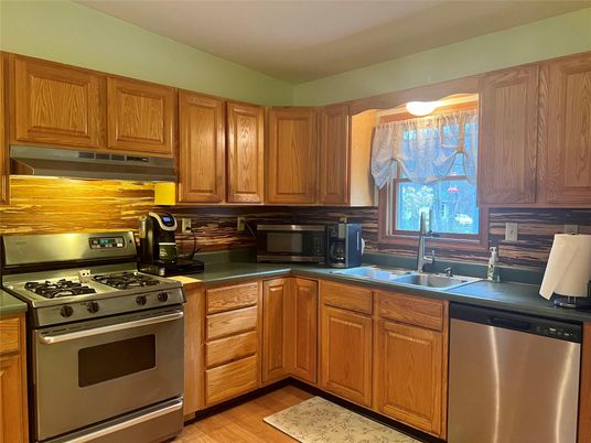 Interior, Kitchen, Stainless Steel Appliances, Wood Texture Flooring