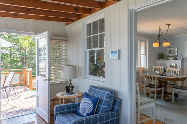 Dining room, Interior, Pendant Lights, Wooden Beams, Wood Texture Flooring
