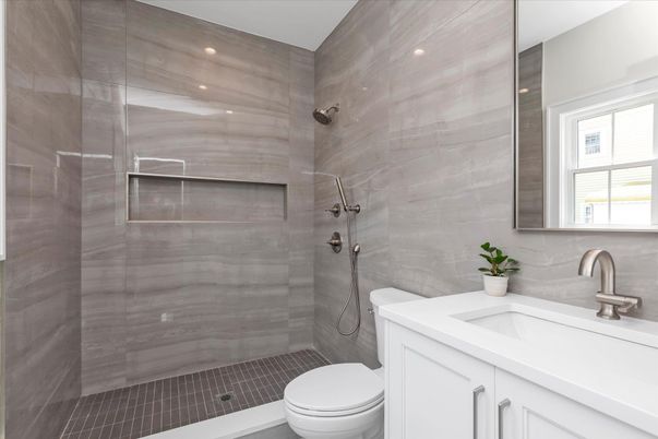 Bathroom, Glass Shower, Interior, Recessed Lighting