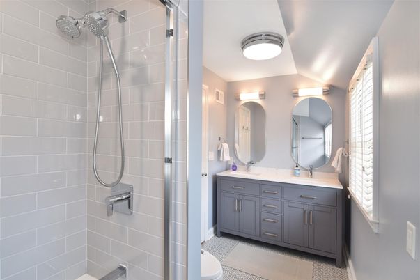 Bathroom, Dual Sink Vanities, Glass Shower, Interior