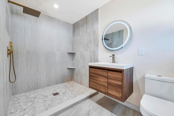 Bathroom, Interior, Marble, Recessed Lighting