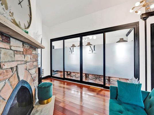 Fireplace, Interior, Pendant Lights, Stone Walls, Wood Texture Flooring