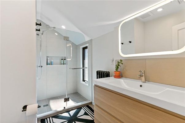 Bathroom, Glass Shower, Interior, Recessed Lighting