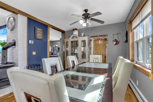 Dining room, Interior, Stone Walls, Wood Texture Flooring