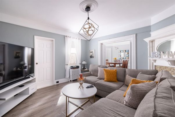 Dining room, Interior, Living room, Pendant Lights, Wood Texture Flooring