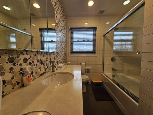 Bathroom, Glass Shower, Interior, Recessed Lighting