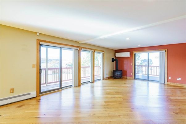 Empty room, Fireplace, Interior, Recessed Lighting, Wood Texture Flooring