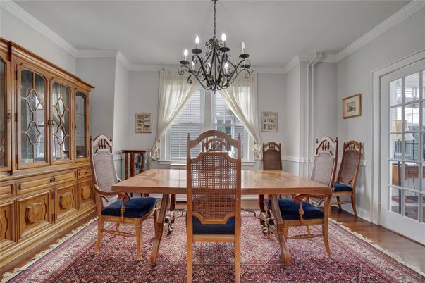 Chandelier, Dining room, Interior, Wood Texture Flooring