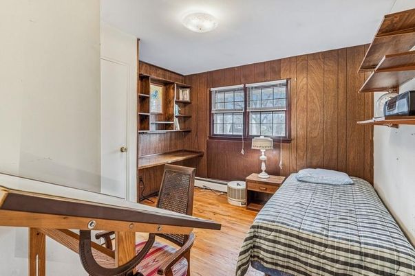 Bedroom, Home Office, Interior, Wood Texture Flooring, Wooden Walls