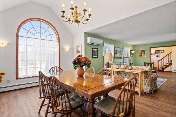 Chandelier, Dining room, Interior, Wood Texture Flooring