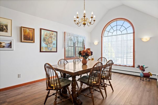 Chandelier, Dining room, Interior, Wood Texture Flooring