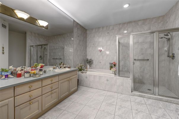 Bathroom, Dual Sink Vanities, Glass Shower, Interior, Recessed Lighting