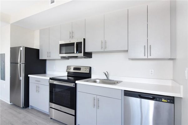 Interior, Kitchen, Stainless Steel Appliances, Wood Texture Flooring