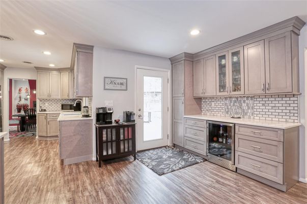 Interior, Kitchen, Recessed Lighting, Wood Texture Flooring