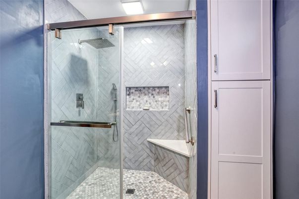 Bathroom, Glass Shower, Interior, Marble Walls