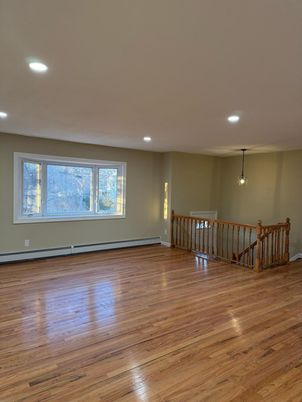 Empty room, Interior, Pendant Lights, Recessed Lighting, Wood Texture Flooring