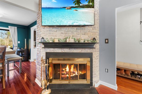 Fireplace, Interior, Stone Walls, Wood Texture Flooring