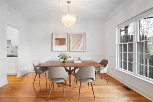 Chandelier, Dining room, Interior, Wood Texture Flooring