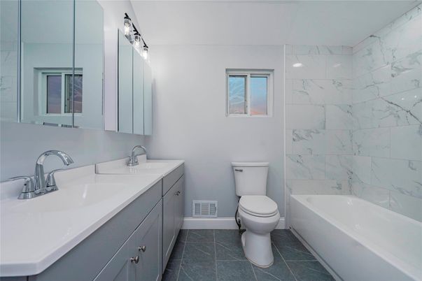Bathroom, Dual Sink Vanities, Interior, Marble Walls