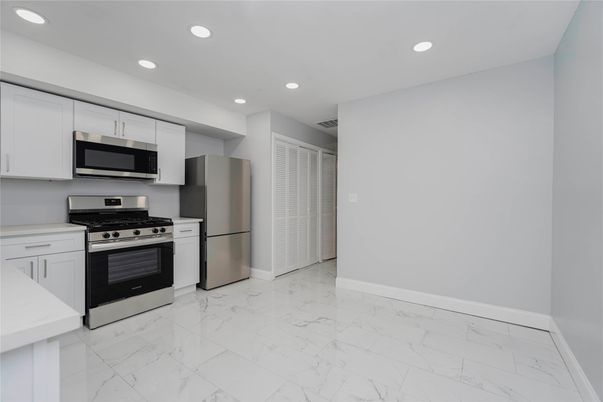 Interior, Kitchen, Marble, Recessed Lighting, Stainless Steel Appliances
