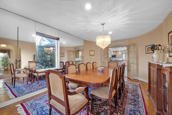 Chandelier, Dining room, Interior, Kitchen, Recessed Lighting, Wood Texture Flooring