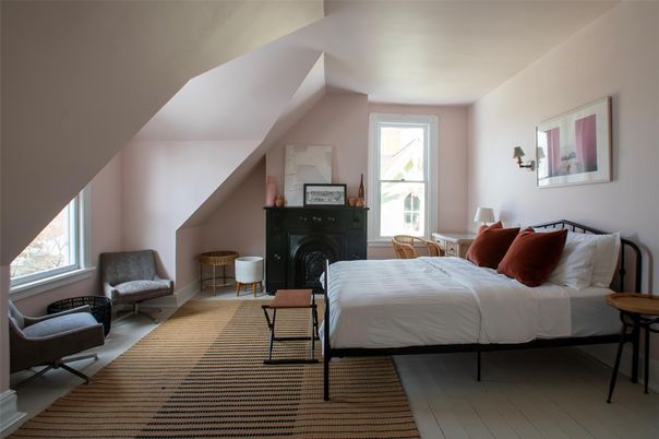Bedroom, Fireplace, Interior