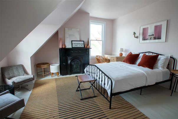 Bedroom, Fireplace, Interior