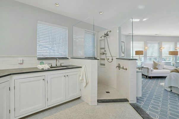 Bathroom, Glass Shower, Interior, Living room, Recessed Lighting