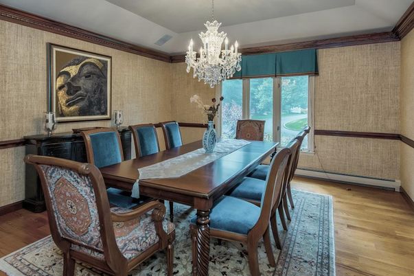 Chandelier, Dining room, Interior, Wood Texture Flooring