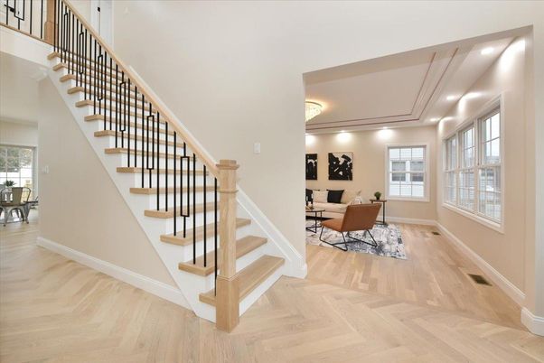 Interior, Living room, Recessed Lighting, Wood Texture Flooring