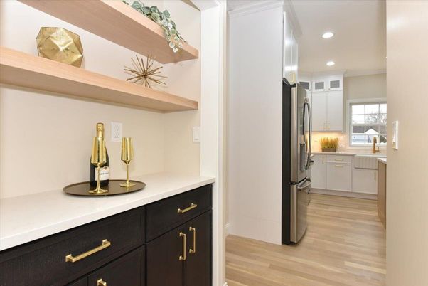 Interior, Kitchen, Recessed Lighting, Wood Texture Flooring
