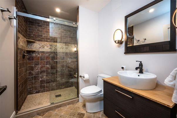 Bathroom, Glass Shower, Interior, Recessed Lighting
