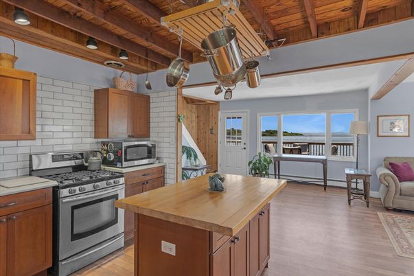 Interior, Kitchen, Stainless Steel Appliances, Stone Walls, Wooden Beams, Wooden Ceilings, Wood Texture Flooring