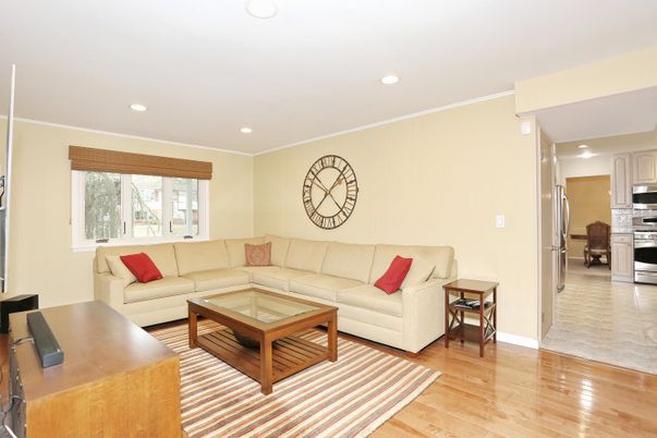 Interior, Kitchen, Living room, Recessed Lighting, Stainless Steel Appliances, Wood Texture Flooring
