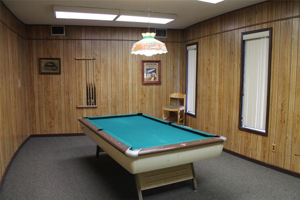 Billiard Table, Game Room, Interior, Pendant Lights, Wooden Walls