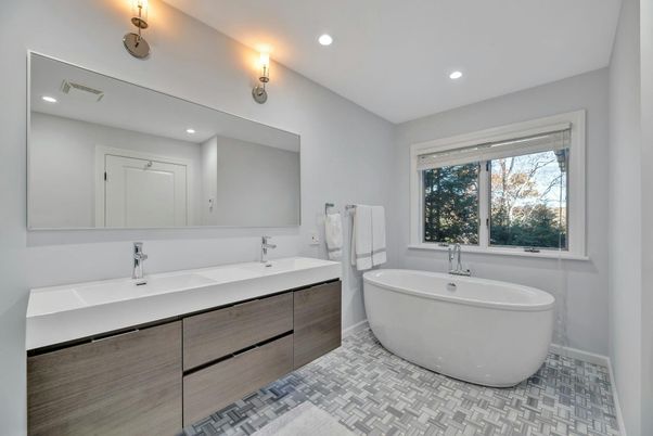 Bathroom, Dual Sink Vanities, Free Standing Baths, Interior, Recessed Lighting