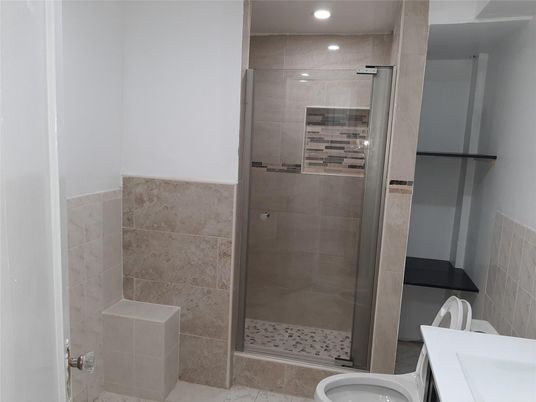 Bathroom, Glass Shower, Interior, Recessed Lighting