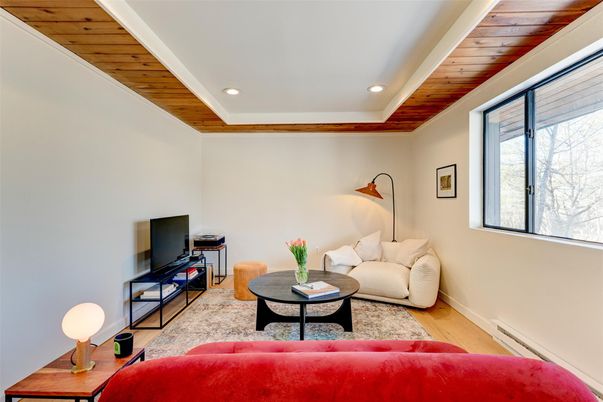 Interior, Living room, Recessed Lighting, Wooden Ceilings, Wood Texture Flooring