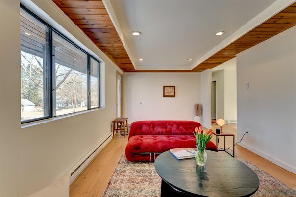Interior, Living room, Recessed Lighting, Wooden Ceilings, Wood Texture Flooring