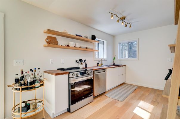 Interior, Kitchen, Stainless Steel Appliances, Wood Texture Flooring