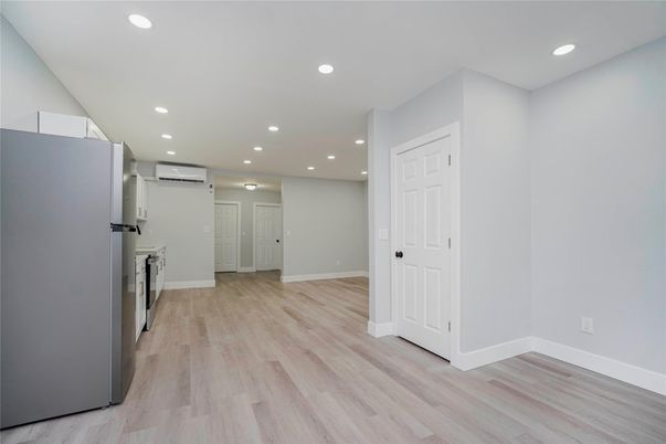 Interior, Kitchen, Recessed Lighting, Wood Texture Flooring