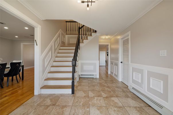 Dining room, Interior, Recessed Lighting, Wood Texture Flooring