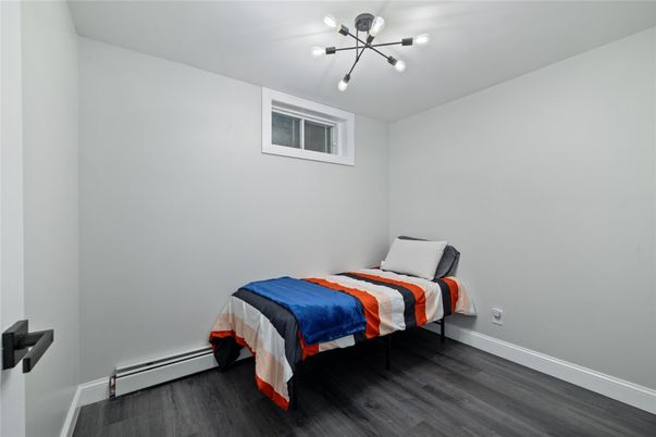 Bedroom, Interior, Pendant Lights, Wood Texture Flooring